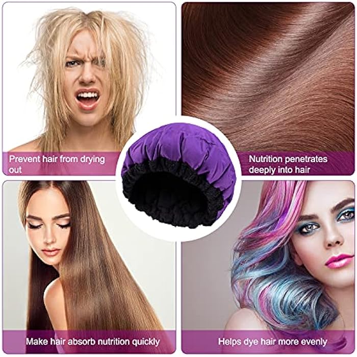 Debecty Deep Conditioning Heat Cap Microwavable Heat Cap for Steaming Hair Styling and Treatment Steam Cap Steaming Haircare Therapy (Purple) - Image 3
